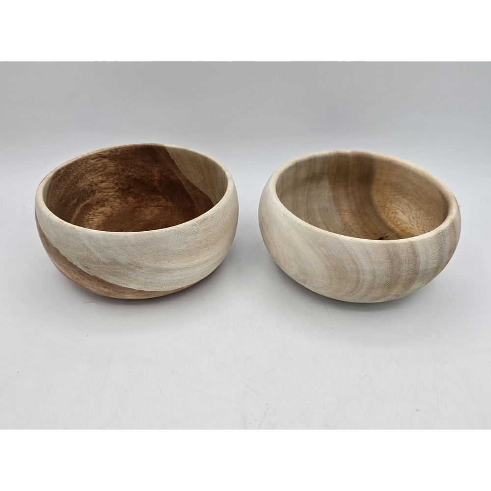 2 Lot Of Vintage Hand Made Solid Wood Kitchen Table Bowl Candy Nuts Fruit‎ Decor